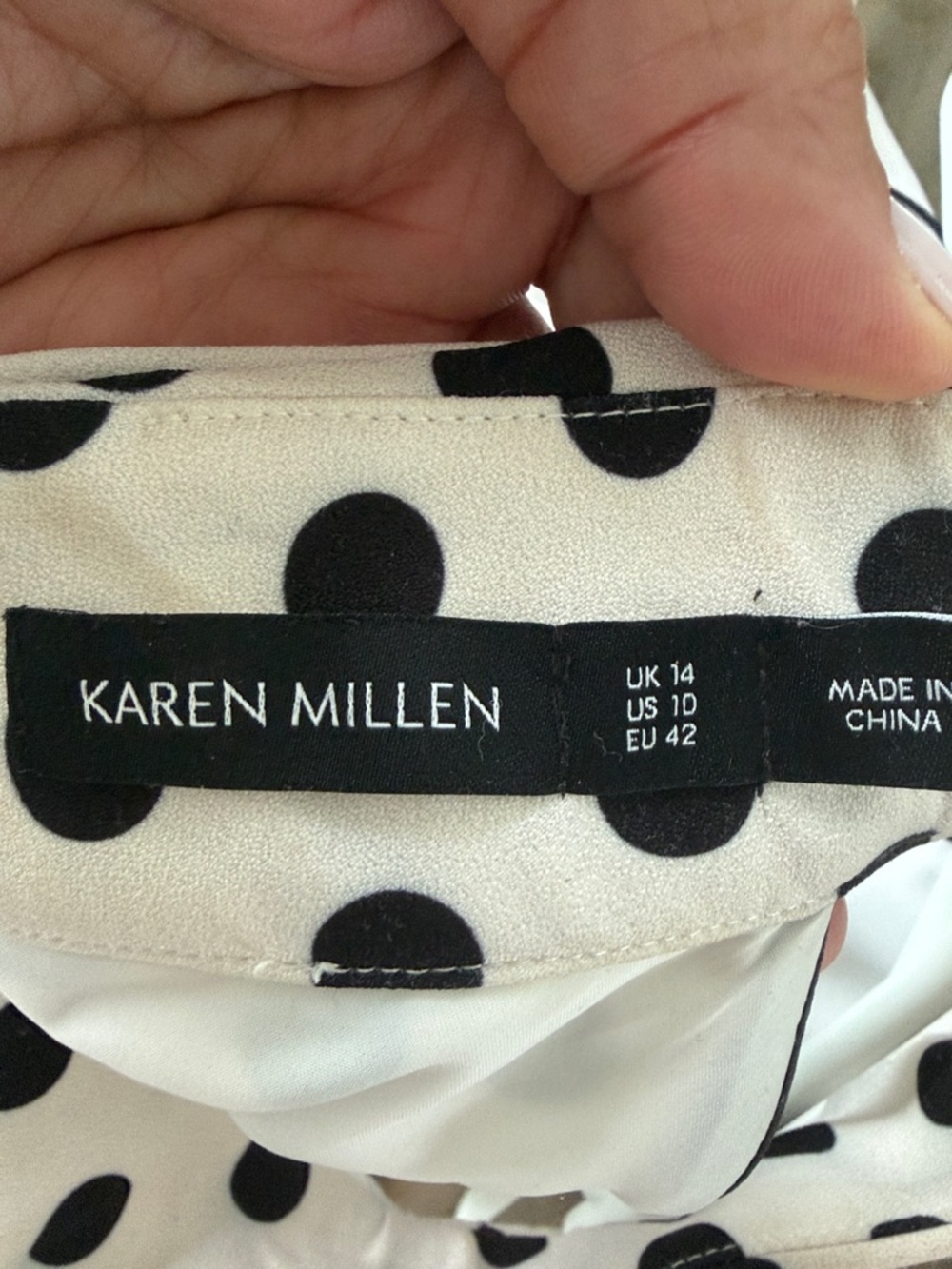 Karen Millen White Polka Dot Midi Dress with Yellow Floral Appliqué - Picture 6 of 6